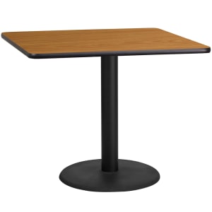 916-XNTB3636TR24 36" Square Dining Height Table w/ Natural Laminate Top - Cast Iron Base