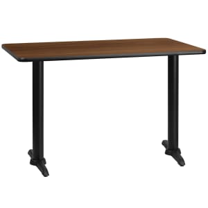 916-XWTB3048T0522 Rectangular Dining Height Table w/ Walnut Laminate Top - 48"W x 30"D, Cast Iron Base