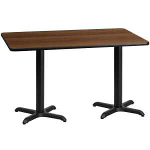 916-XWTB3060T2222 Rectangular Dining Height Table w/ Walnut Laminate Top - 60"W x 30"D, Cast Iron Base
