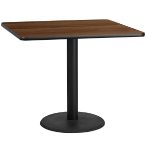916-XWTB4242TR24 42" Square Dining Height Table w/ Walnut Laminate Top - Cast Iron Base