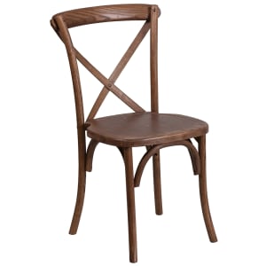 916-XXPEC Stacking Chair w/ Cross Back - Ash Wood Frame, Pecan Finish