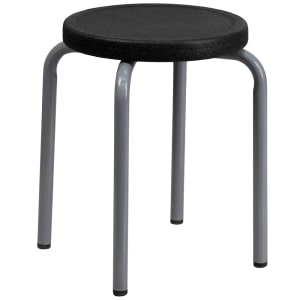 916-YK01B Stackable Stool w/ Black Plastic Seat - Steel Frame