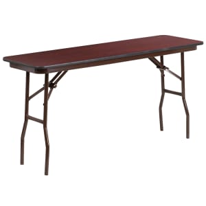 916-YT1860HIGHWAL Rectangular Folding Table w/ High Pressure Mahogany Laminate Top - 60"W x 18"D x 30"H