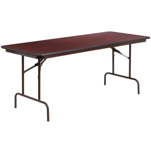 916-YT3072HIGHWAL Rectangular Folding Table w/ High Pressure Mahogany Laminate Top - 72"W x 30"D x 30"H
