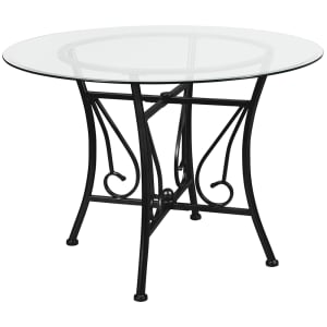 916-XUTBG18GG 42" Round Princeton Dining Table w/ Glass Top - 29"H, Metal Frame, Black
