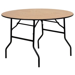 916-YTWRFT48TBL 48" Round Folding Banquet Table w/ Plywood Top, 30 1/4"H