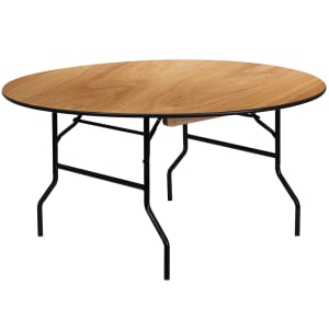 916-YTWRFT60TBL 60" Round Folding Banquet Table w/ Plywood Top, 30"H