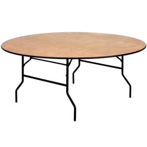916-YTWRFT72TBL 72" Round Folding Banquet Table w/ Plywood Top, 30"H