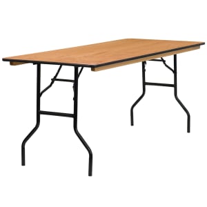 916-YTWTFT30X72TBL Rectangular Folding Banquet Table w/ Plywood Top - 72"W x 30"D x 30 1/4"H