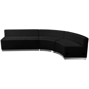 916-803750SETBK 3 Piece Modular Reception Sofa Set - LeatherSoft Upholstery, Black