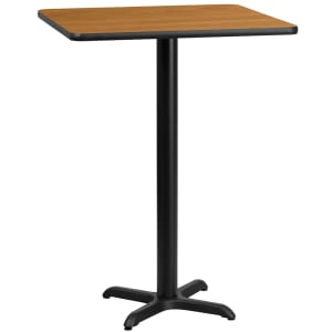 916-XNTB2424T2222B 24" Square Bar Height Table - Natural Laminate Top, Cast Iron Base