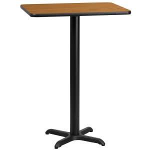 916-XNTB2430T2222B Rectangular Bar Height Table w/ Natural Laminate Top - 30"W x 24"D x 43 1/8"H, Cast Iron Base