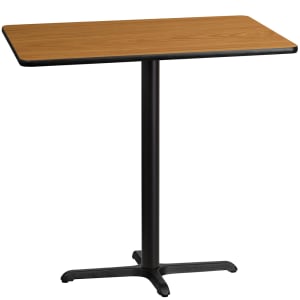 916-XNTB3042T2230B Rectangular Bar Height Table w/ Natural Laminate Top - 42"W x 30"D x 43 1/8"H, Cast Iron Base