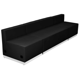 916-803680SETBK 7 Piece Modular Reception Sofa Set - LeatherSoft Upholstery, Black