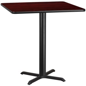 916-XMTB4242T3333B 42" Square Bar Height Table - Mahogany Laminate Top, Cast Iron Base