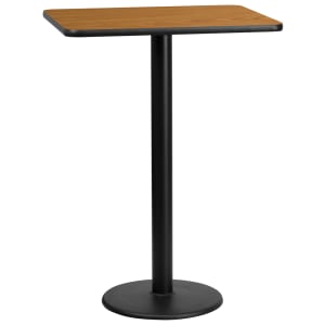 916-XNTB2430TR18B Rectangular Bar Height Table w/ Natural Laminate Top - 30"W x 24"D x 43 1/8"H, Cast Iron Base