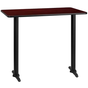 916-XMTB3048T0522B Rectangular Bar Height Table w/ Mahogany Laminate Top - 48"W x 30"D x 43 1/8"H, Cast Iron Base