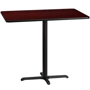 916-XMTB3048T2230B Rectangular Bar Height Table w/ Mahogany Laminate Top - 48"W x 30"D x 43 1/8"H, Cast Iron Base