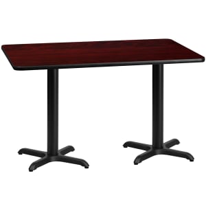 916-XMTB3060T2222 Rectangular Dining Height Table w/ Mahogany Laminate Top - 60"W x 30"D, Cast Iron Base