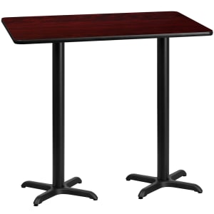 916-XMTB3060T2222B Rectangular Bar Height Table w/ Mahogany Laminate Top - 60"W x 30"D x 43 1/8"H, Cast Iron Base