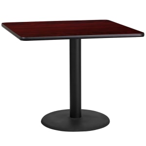 916-XMTB3636TR24 36" Square Dining Height Table w/ Mahogany Laminate Top - Cast Iron Base