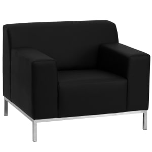916-DEF8009CHAIRBK Arm Chair w/ Black LeatherSoft Upholstery & Stainless Frame