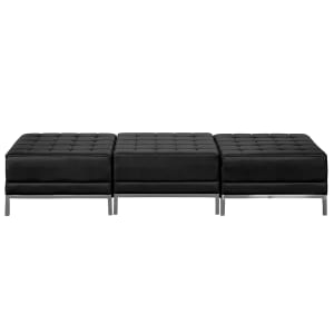 916-IMAOTTO3 3 Piece Modular Bench w/ Black LeatherSoft Upholstery - 84"W x 28"D x 17"H