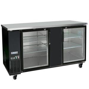 842-CBB2D70G 69.13" Bar Refrigerator - 2 Swinging Glass Doors, Black, 115v