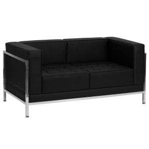 916-IMALS Modular Loveseat w/ Black LeatherSoft Upholstery, Stainless Legs
