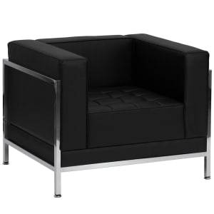 916-IMACHAIR Arm Chair - Black LeatherSoft Upholstery, Stainless Legs