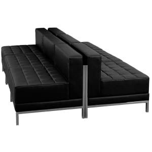 916-IMAMIDCH6 6 Piece Modular Lounge Chair Set - Black LeatherSoft Upholstery, Stainless Legs