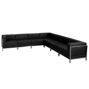 916-IMASECTSET1 7 Piece Modular Sectional w/ Black LeatherSoft Upholstery & Stainless Legs