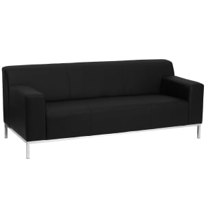 916-DEF8009SOFABK 75 1/4" Sofa w/ Black LeatherSoft Upholstery - Stainless Steel Legs & Frame