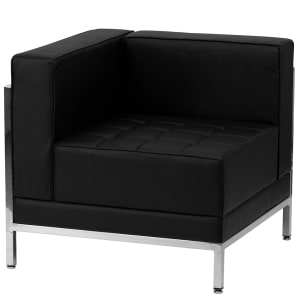 916-IMALEFTCORNER Modular Left Corner Chair - Black LeatherSoft Upholstery, Stainless Legs