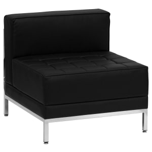 916-IMAMIDDLE Modular Middle Chair - Black LeatherSoft Upholstery, Stainless Base