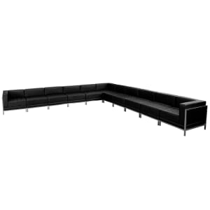 916-IMASECTSET2 11 Piece Modular Sectional w/ Black LeatherSoft Upholstery & Stainless Legs