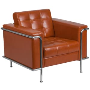 916-LES8090CHAIRCOG Reception Chair w/ Cognac LeatherSoft Upholstery & Stainless Legs
