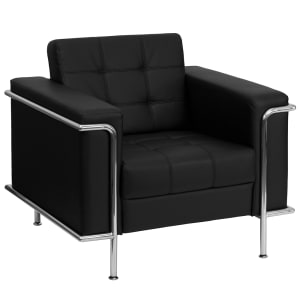 916-LES8090CHAIRBK Reception Chair w/ Black LeatherSoft Upholstery & Stainless Legs