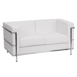 916-REG8102LSWH Loveseat w/ White LeatherSoft Upholstery, Stainless Legs