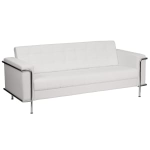916-LES8090SOFAWH 81" Sofa w/ White LeatherSoft Upholstery -  Stainless Steel Legs