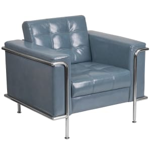 916-LES8090CHAIRGY Reception Chair w/ Gray LeatherSoft Upholstery & Stainless Legs