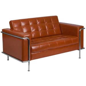 916-LES8090LSCOG Loveseat w/ Cognac LeatherSoft Upholstery, Stainless Legs