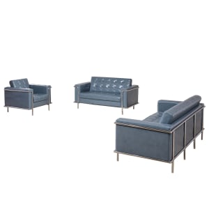 916-LES8090SETGY 3 Piece Reception Set - Gray LeatherSoft Upholstery, Stainless Steel Legs