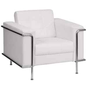 916-LES8090CHAIRWH Reception Chair w/ White LeatherSoft Upholstery & Stainless Legs