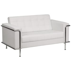 916-LES8090LSWH Loveseat w/ White LeatherSoft Upholstery, Stainless Legs