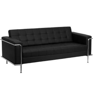 916-LES8090SOFABK 81" Sofa w/ Black LeatherSoft Upholstery -  Stainless Steel Legs