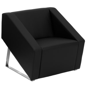 916-SMARTBLK Reception Arm Chair - Black LeatherSoft Upholstery, Black Metal Feet