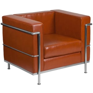 916-REG8101CHAIRCOG Arm Chair - Cognac LeatherSoft Upholstery, Stainless Legs