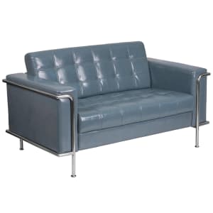 916-LES8090LSGY Loveseat w/ Gray LeatherSoft Upholstery, Stainless Legs