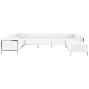 916-ZBIMAGUSECTSET4W 7 Piece Sectional Set - White LeatherSoft Upholstery, Stainless Steel Legs